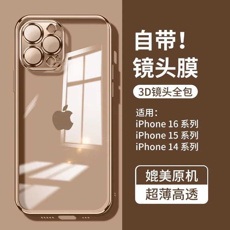iPhone 16 Pro electroplated TPU protective case in metallic desert gold colour showing all-inclusive design
