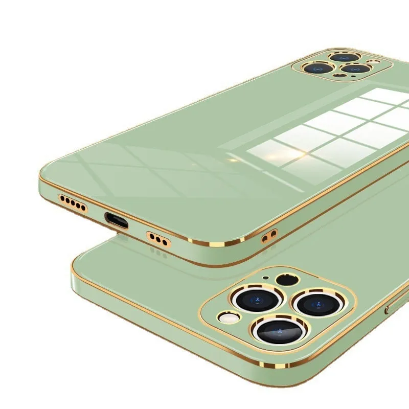 Simple 6D straight edge electroplating TPU phone case for iPhone 15 and 16 in mint green colour