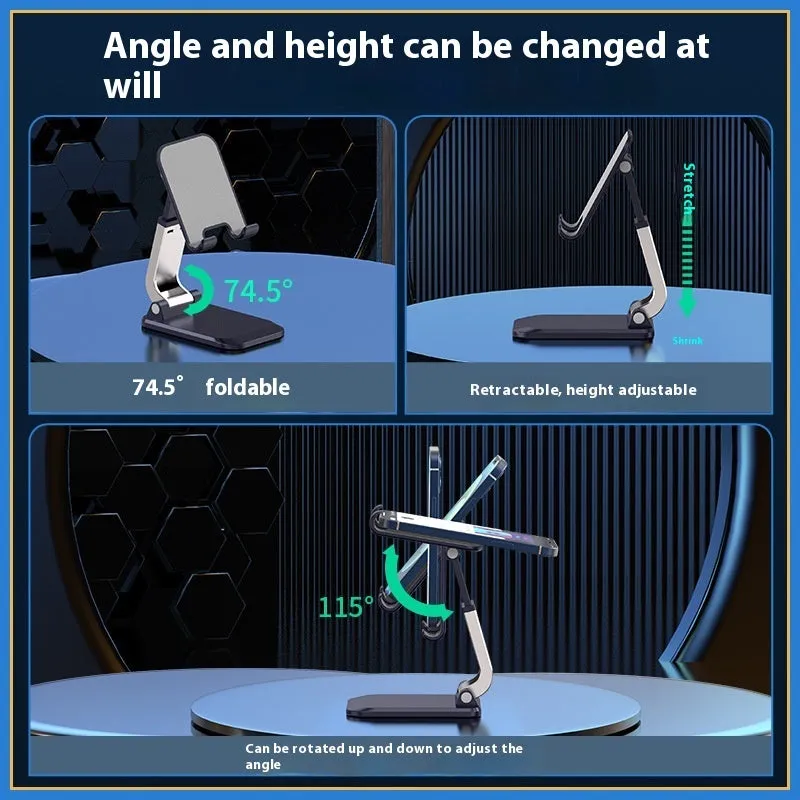 Folding portable aluminium alloy desktop phone tablet stand in four colour options