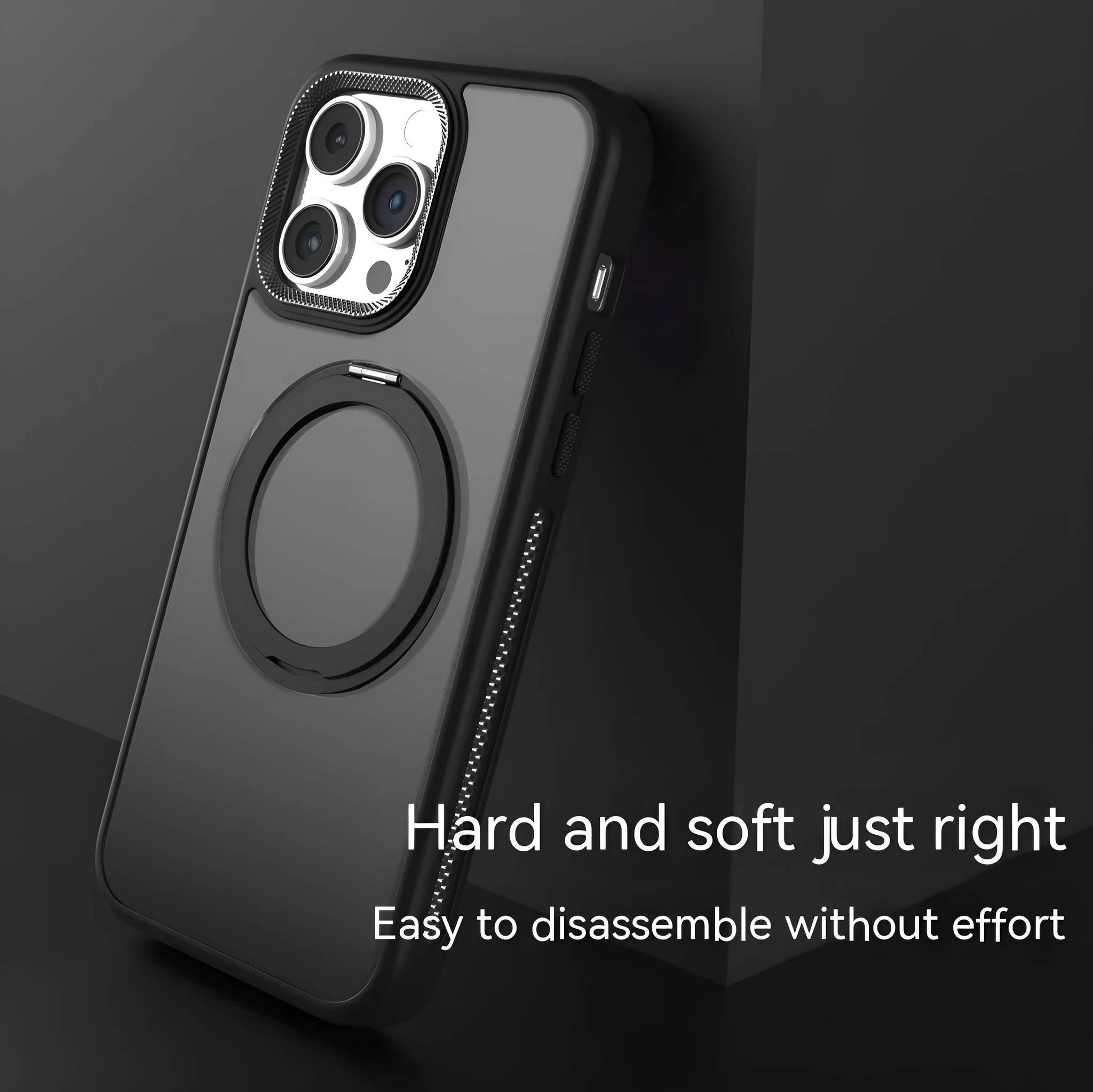 Frosted silicone magnetic iPhone case with rotating bracket in deep sea blue colour