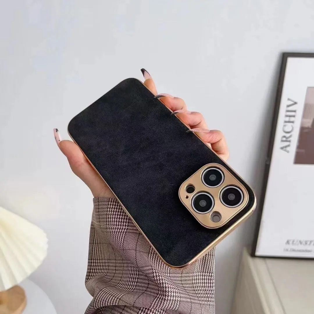 Leather texture TPU phone case for iPhone in grey, black, blue, and grey-green colours.