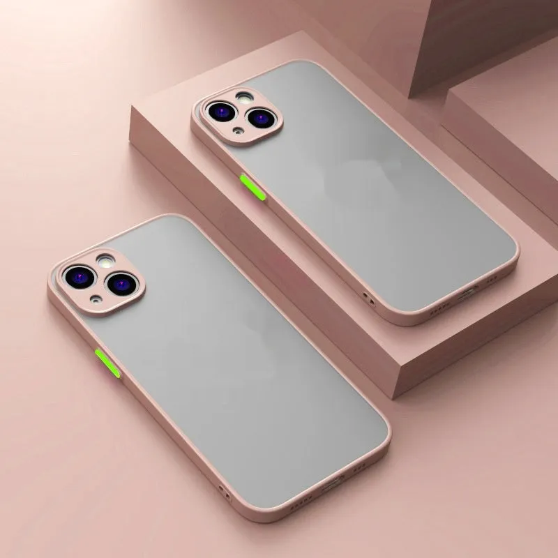 Frosted magnetic iPhone case for MagSafe charging on an iPhone 15 Pro in dark green.