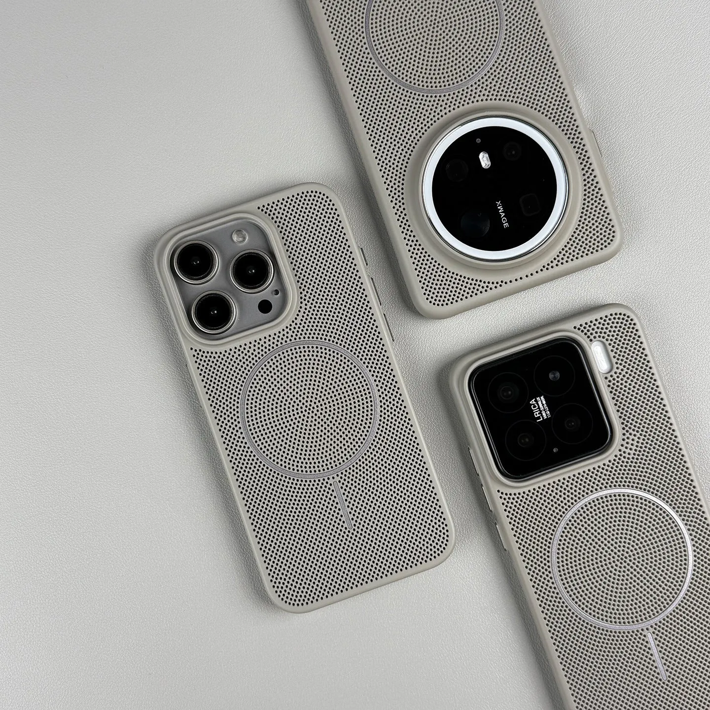 Thin frosted magnetic phone case for iPhone in multiple colours, showing shockproof and heat dissipating design.
