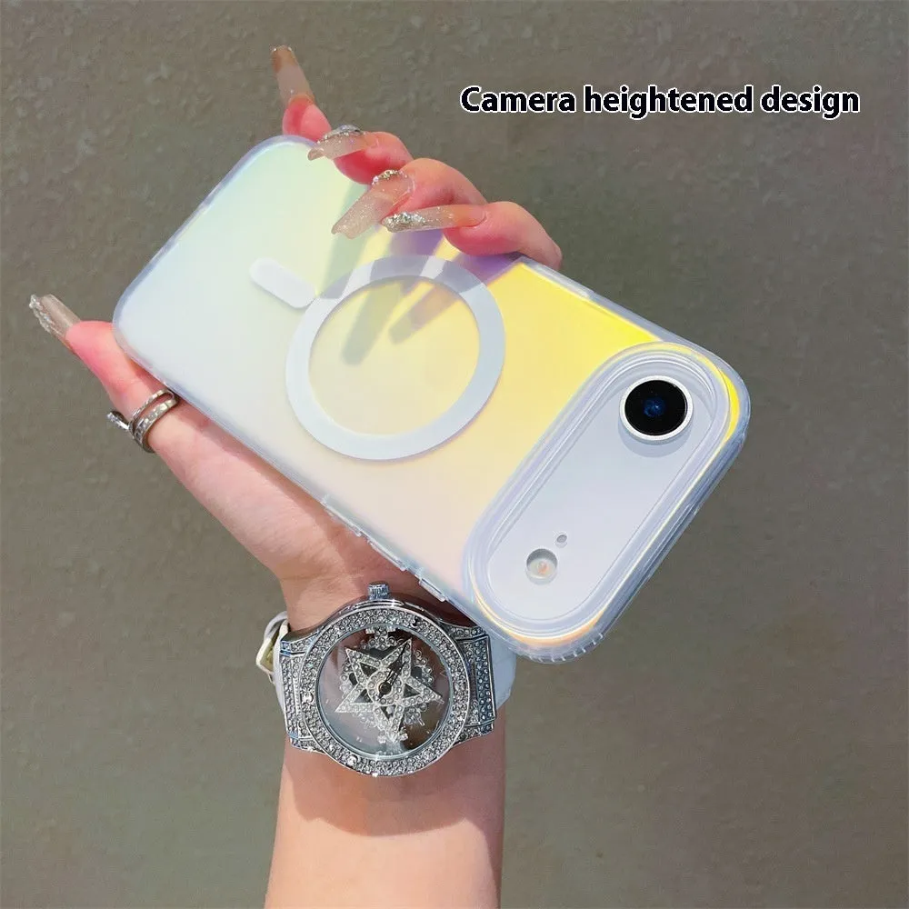 Laser gradient frosted magnetic phone case for iPhone 17 series with minimalist back cover design