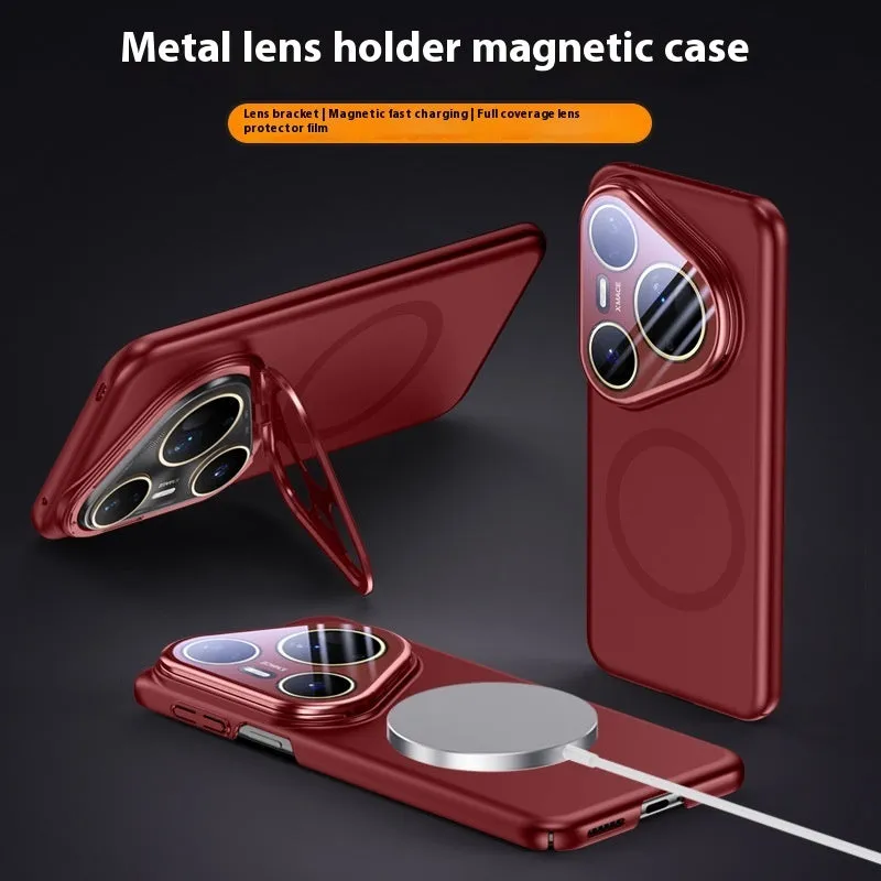 Huawei P80 pro phone case with magnetic protection and lens bracket in frosted black finish