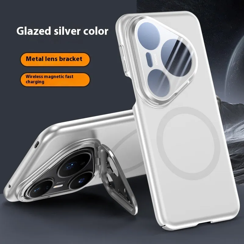 Huawei P80 pro phone case with magnetic protection and lens bracket in frosted black finish