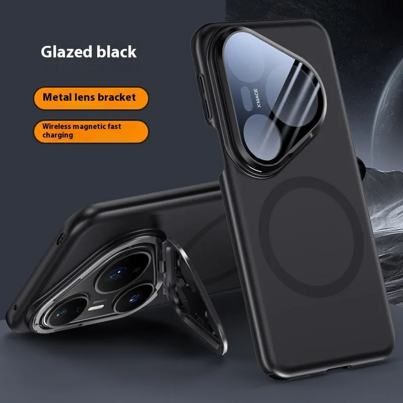 Huawei P80 pro phone case with magnetic protection and lens bracket in frosted black finish