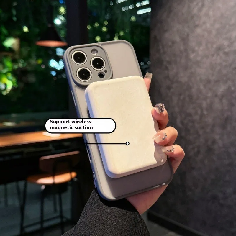 Frosted transparent magnetic iPhone case with a built-in kickstand, shown in plum colour.