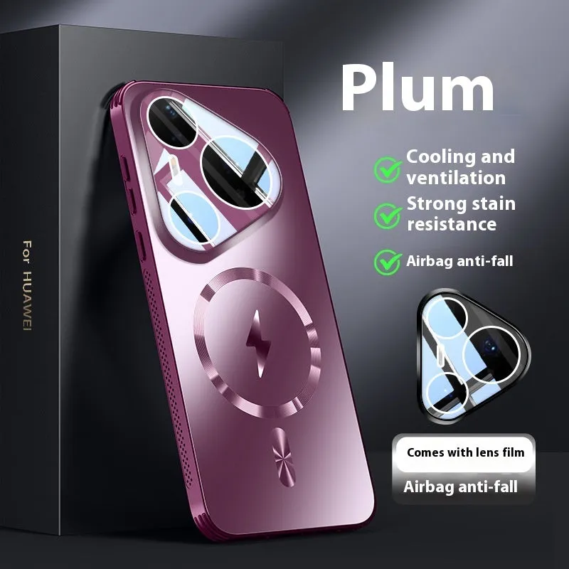 Graphite black magnetic belt phone case for Huawei Pura mobile with frosted finish and lens protector.