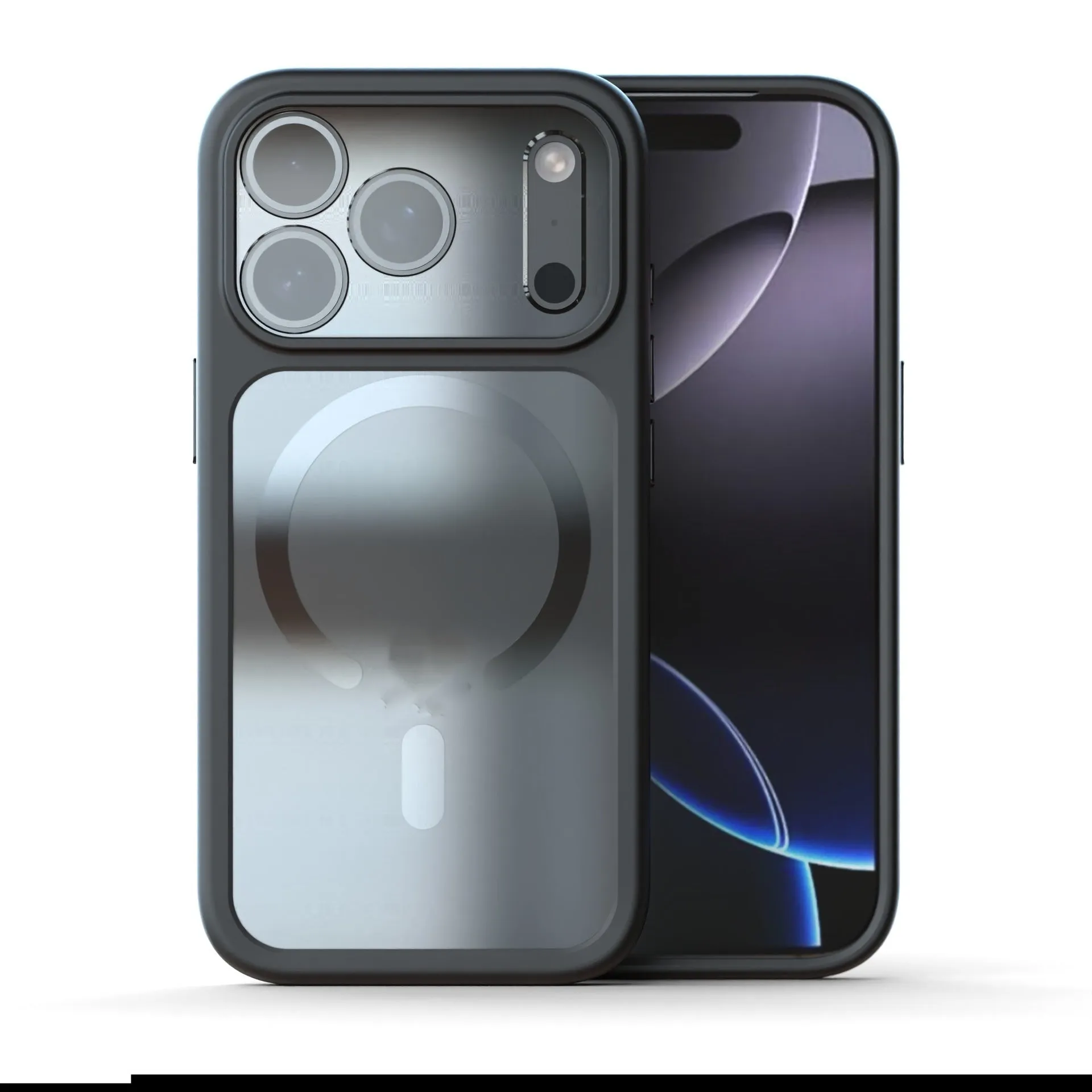 iPhone 17 Pro Max magnetic phone case in black, dark blue, or white with two-in-one protective design