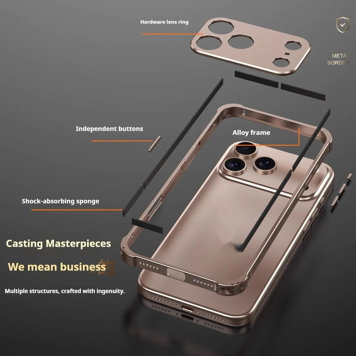 Metal alloy iPhone 17 case with seahorse buckle and reinforced corners in five colour options