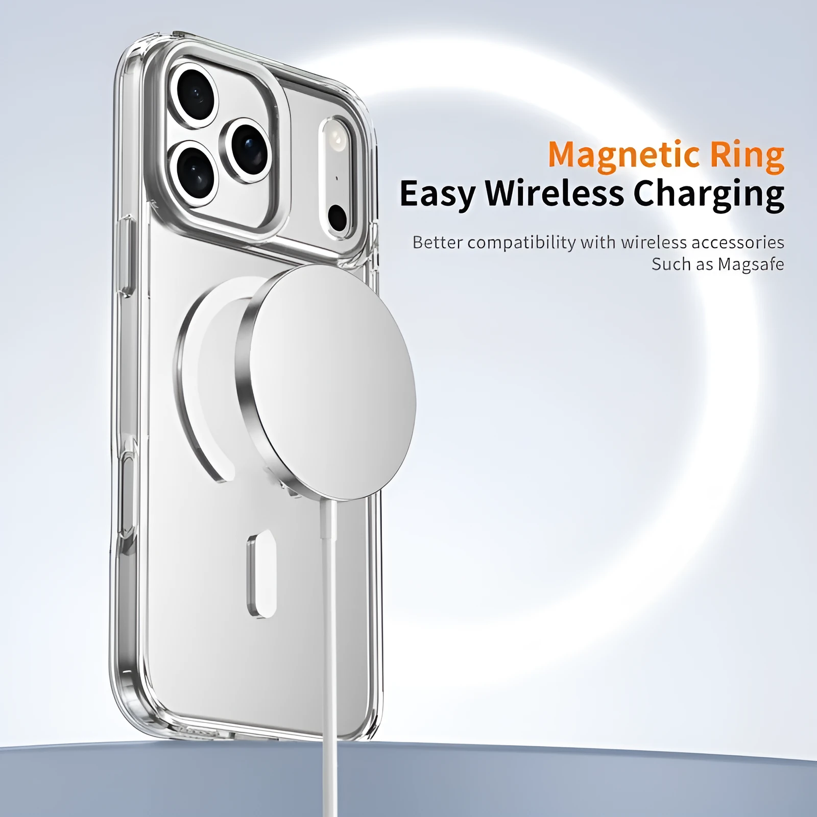Transparent magnetic phone case for iPhone 17 Pro Max with matte frosted finish