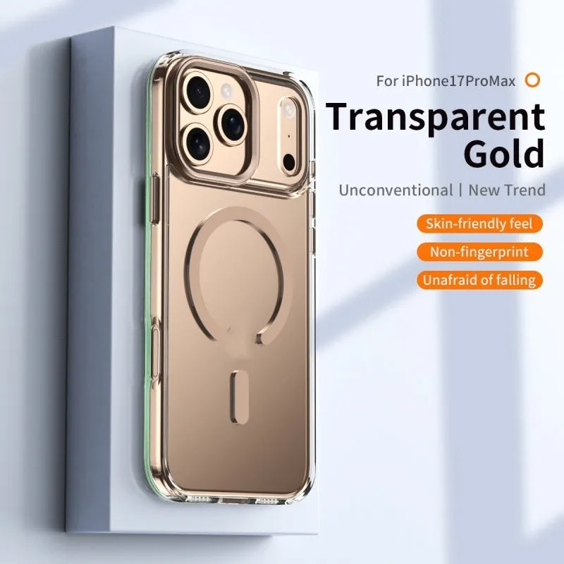 Transparent magnetic phone case for iPhone 17 Pro Max with matte frosted finish