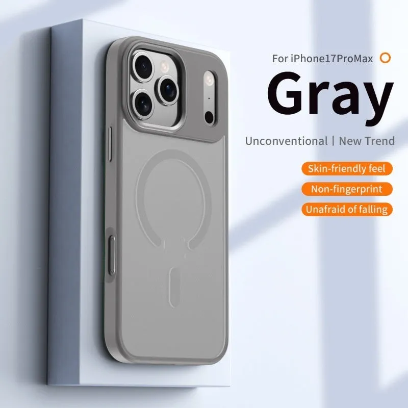 Transparent magnetic phone case for iPhone 17 Pro Max with matte frosted finish