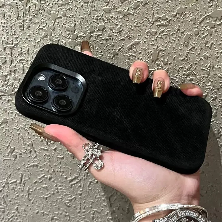Magnetic velvet iPhone case in silver grey colour with shockproof hard case design