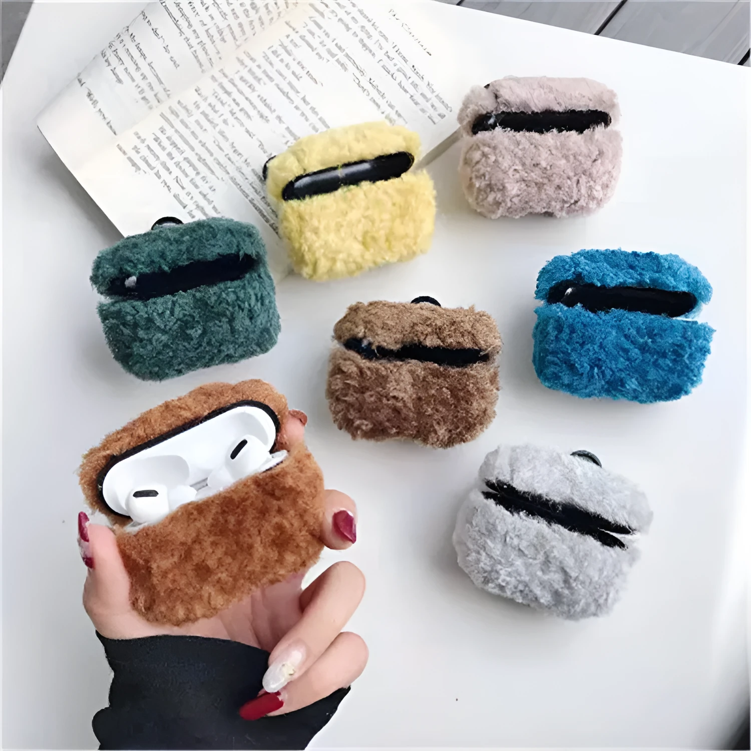 Simple lamb design AirPods protector cover in blue colour for compatible Apple wireless headphones