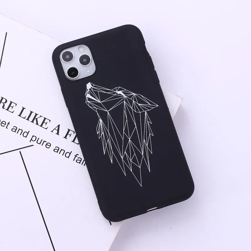 TPU iPhone case with painted animal graffiti design showing solid colour background with detailed artwork