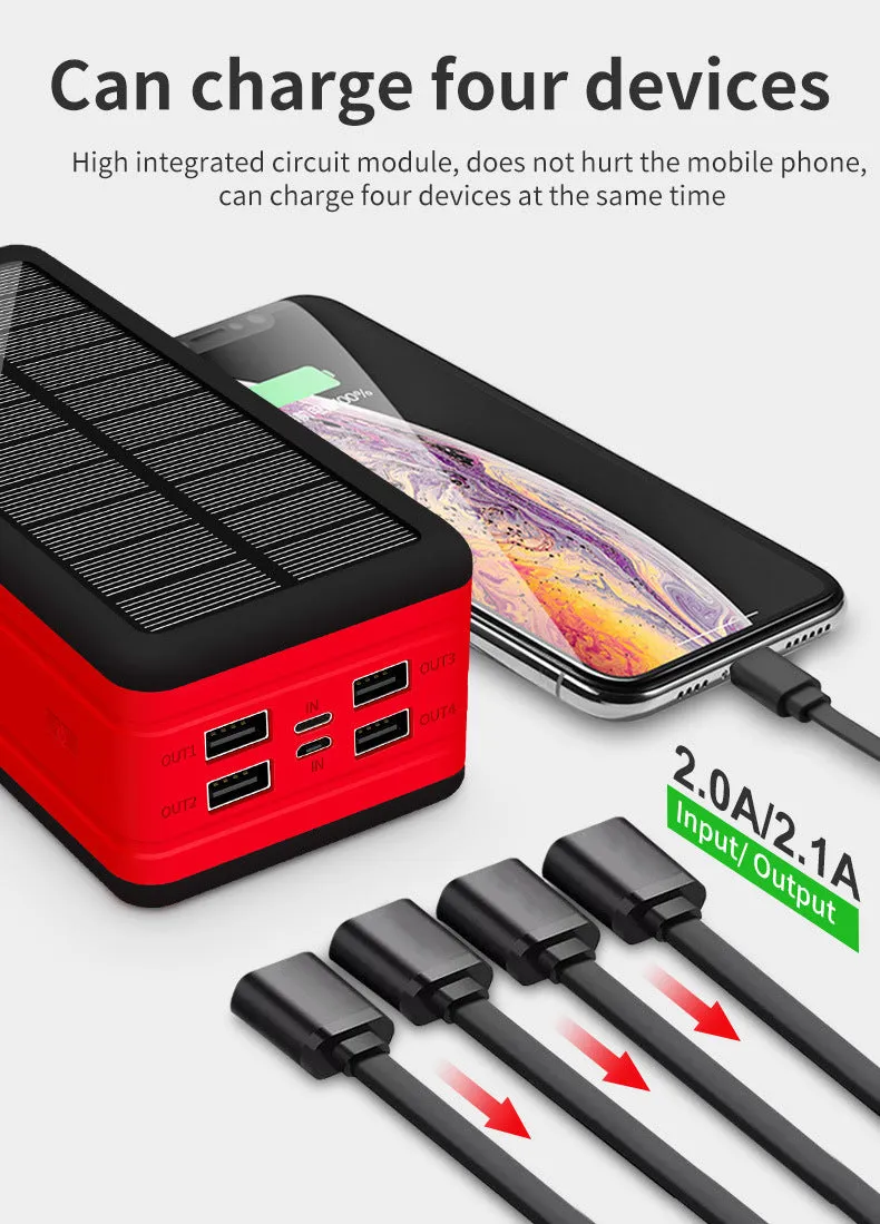 Solar wireless power bank in two-tone colours with solar panel and wireless charging