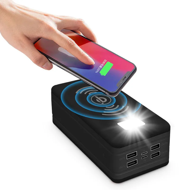 Solar wireless power bank in two-tone colours with solar panel and wireless charging