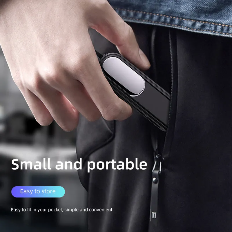 Three-in-one telescopic data cable extended to 0.35 metres with Apple, Micro USB and USB-C connectors