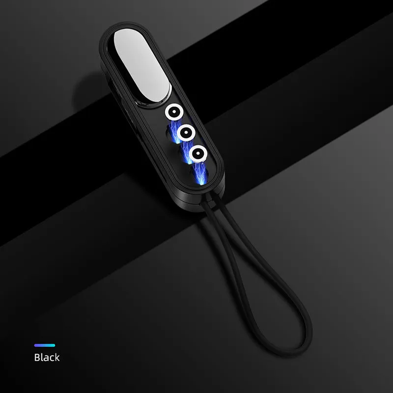 Three-in-one telescopic data cable extended to 0.35 metres with Apple, Micro USB and USB-C connectors