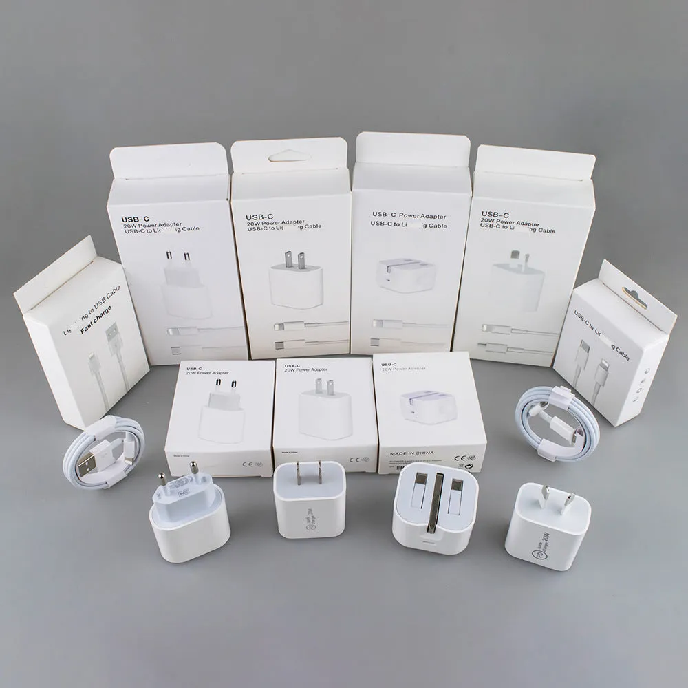 White 20W mobile PD charger with Type-C interface showing international plug compatibility