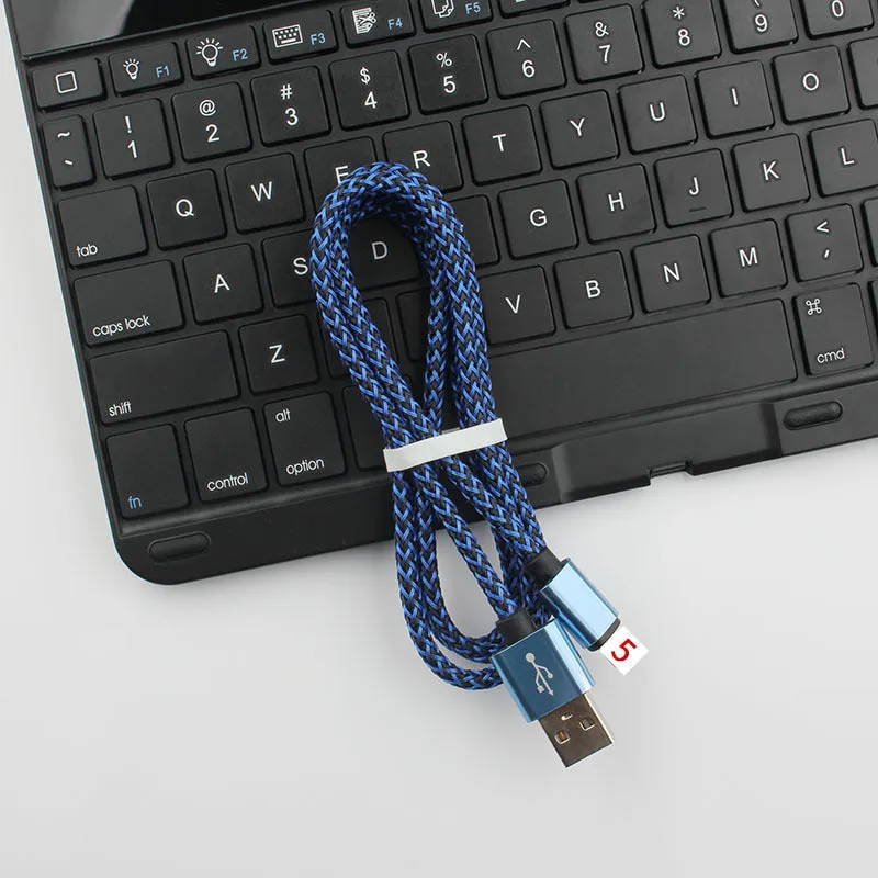 Hemp rope braided iPhone charging cable in multiple colours with 8PIN connector