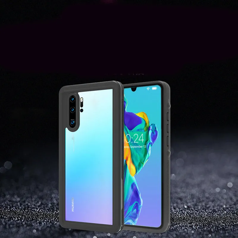 Huawei P30 smartphone case with wave point design in black and grass blue colours