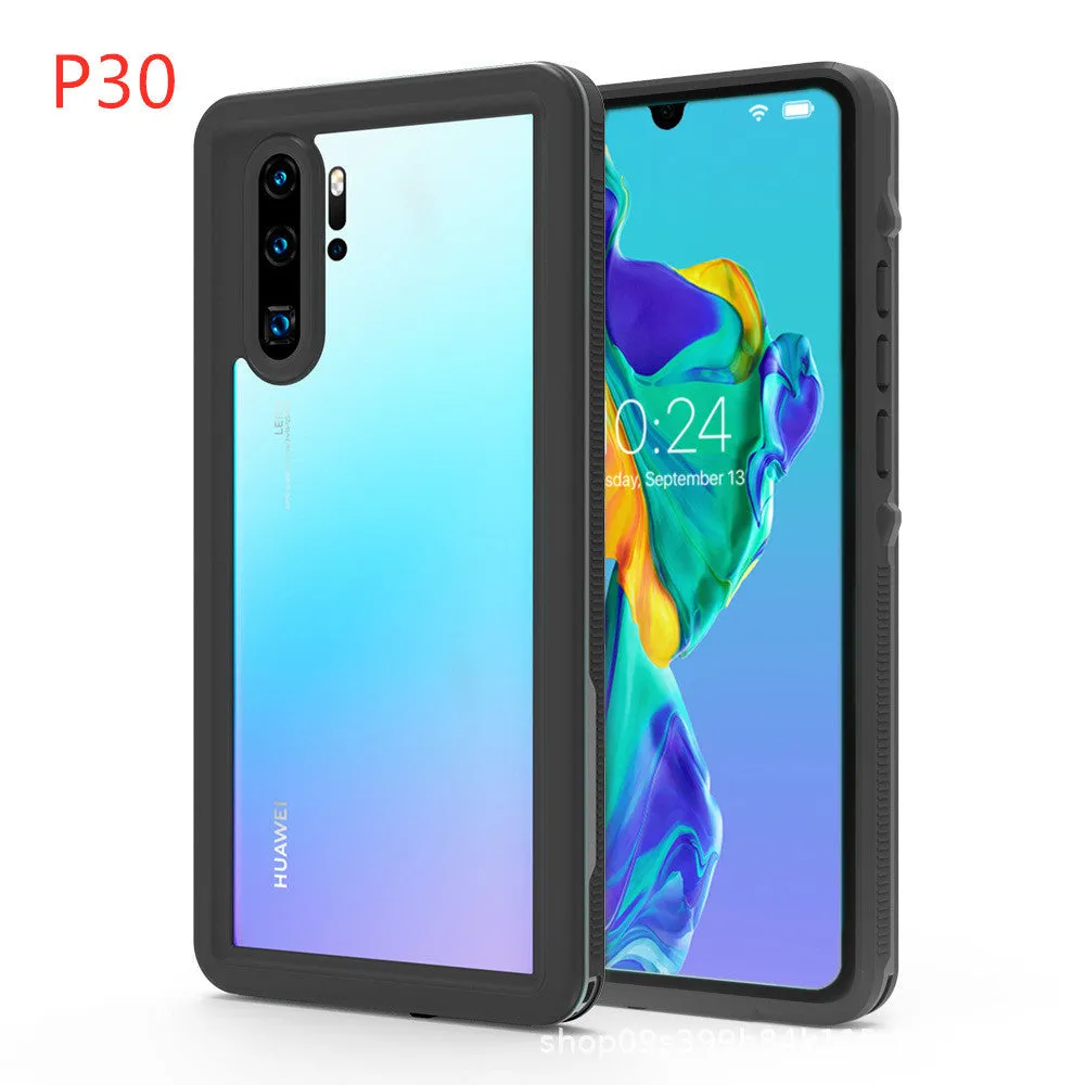 Huawei P30 smartphone case with wave point design in black and grass blue colours
