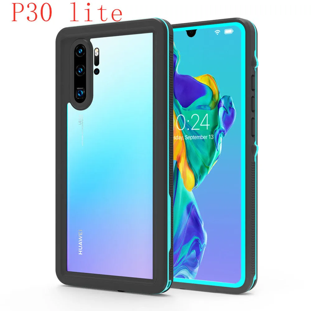 Huawei P30 smartphone case with wave point design in black and grass blue colours