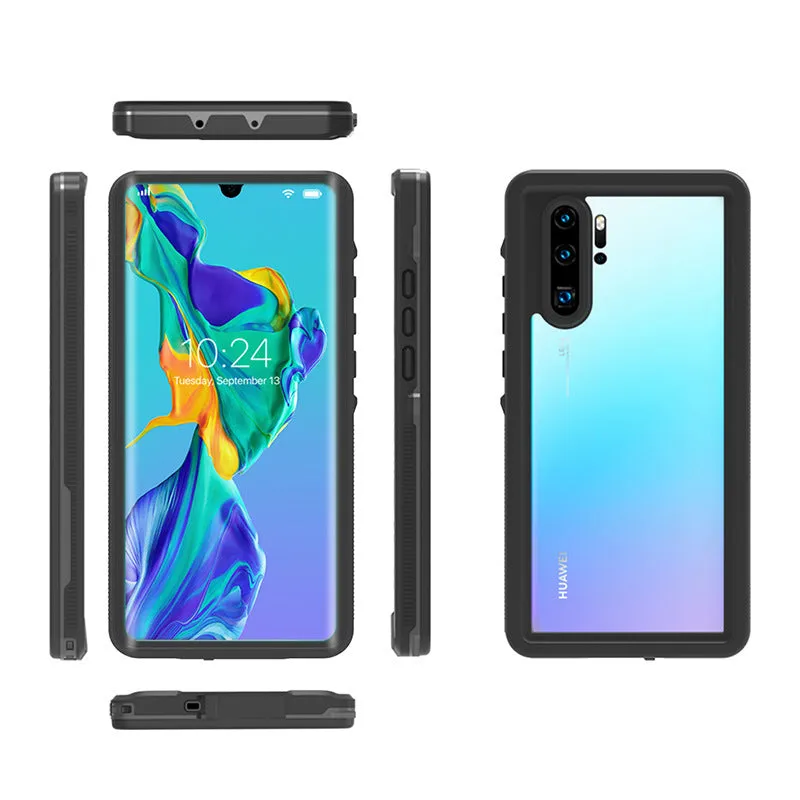 Huawei P30 smartphone case with wave point design in black and grass blue colours