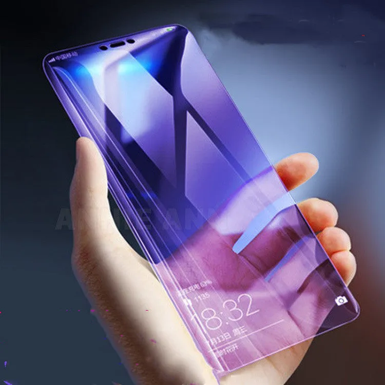 Violet light tempered glass screen protector for Vivo smartphones on a packaging card.