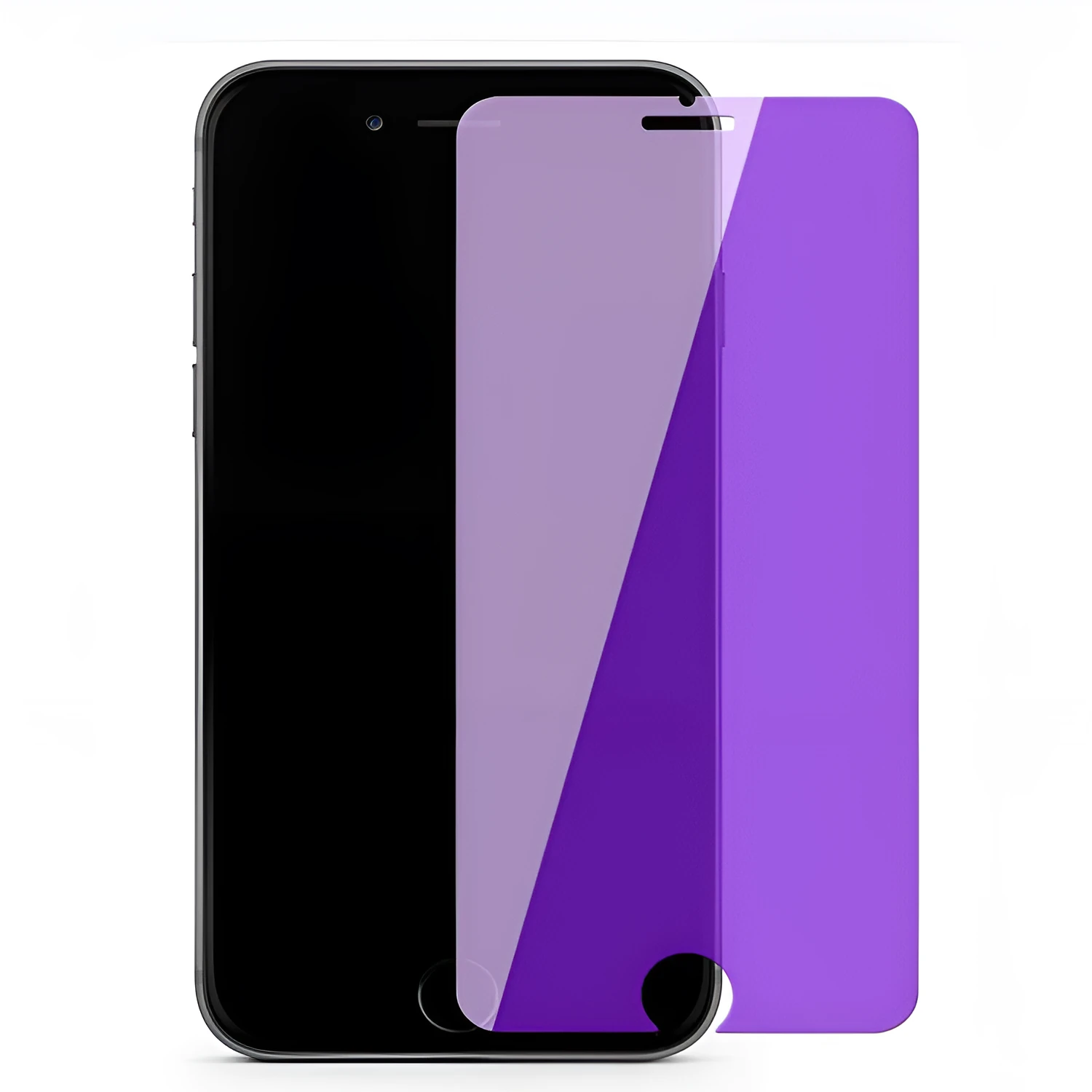 Violet light tempered glass screen protector for Vivo smartphones on a packaging card.