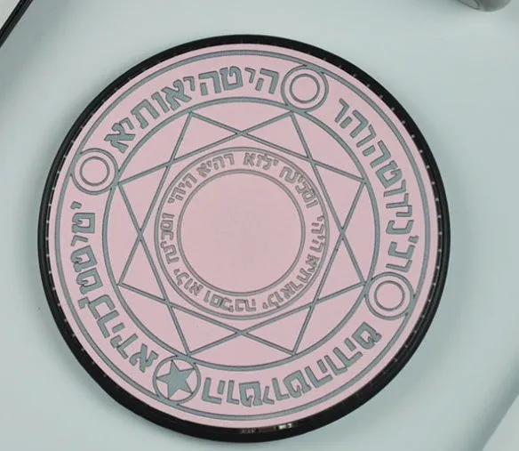 Magic circle design wireless charging pad showing geometric patterns with Qi 10W fast charging capability