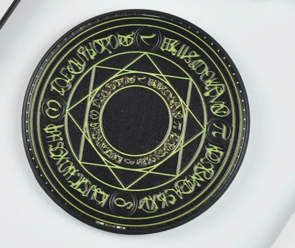 Magic circle design wireless charging pad showing geometric patterns with Qi 10W fast charging capability