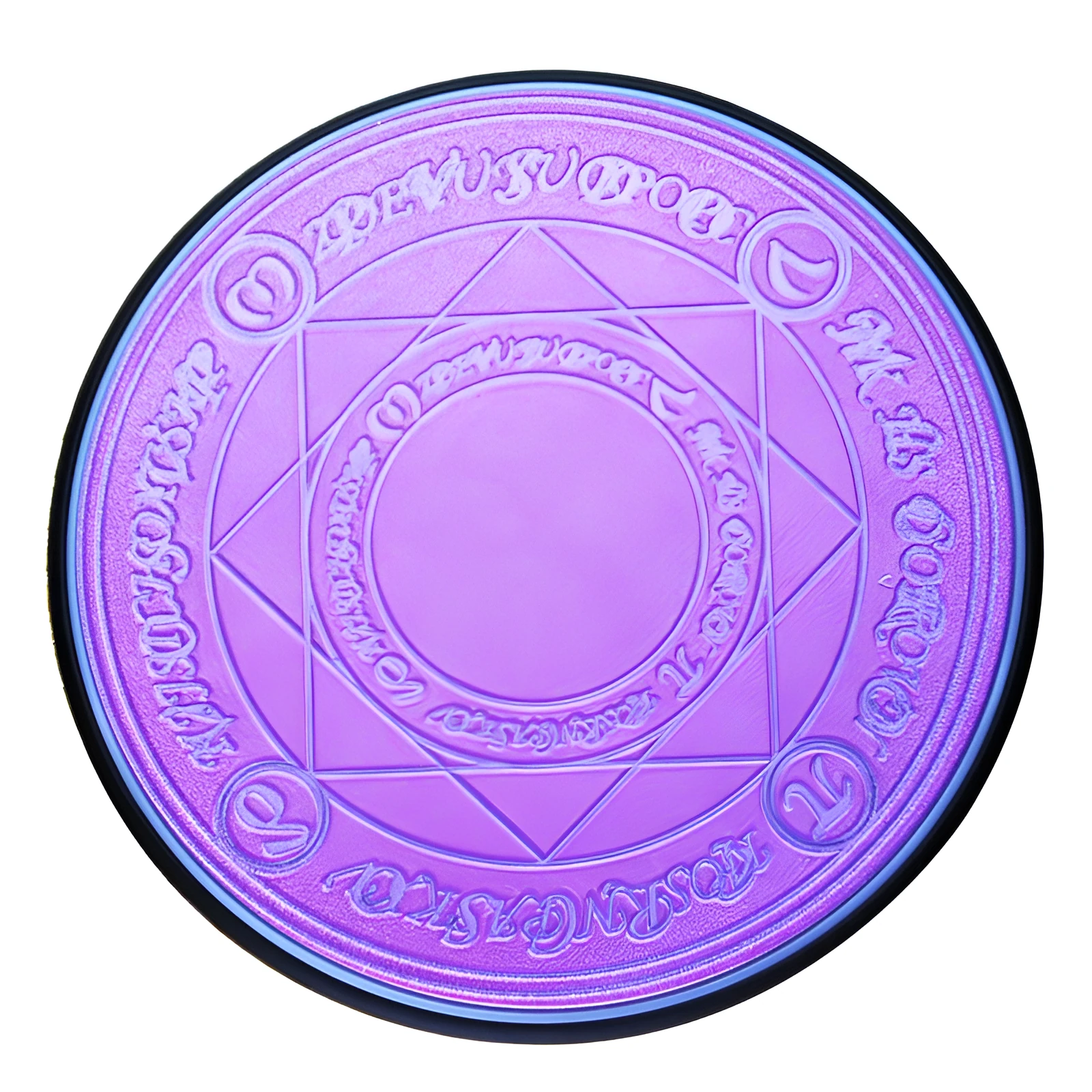 Magic circle design wireless charging pad showing geometric patterns with Qi 10W fast charging capability