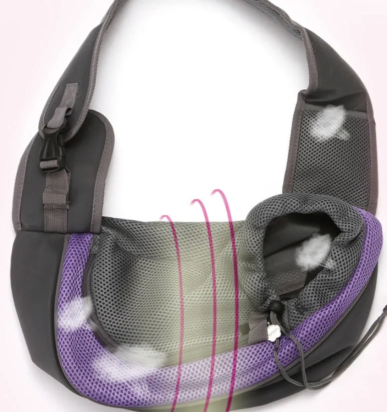 Blue pet backpack carrier for a small cat, showing padded interior and adjustable straps.