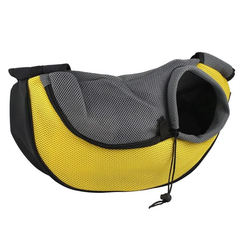 Blue pet backpack carrier for a small cat, showing padded interior and adjustable straps.