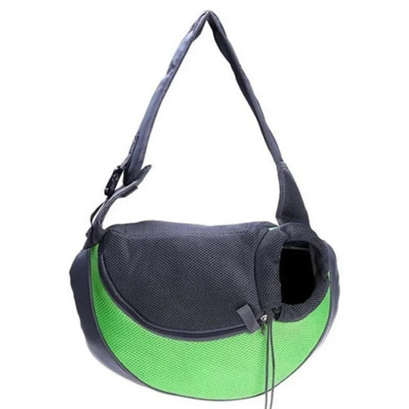 Blue pet backpack carrier for a small cat, showing padded interior and adjustable straps.