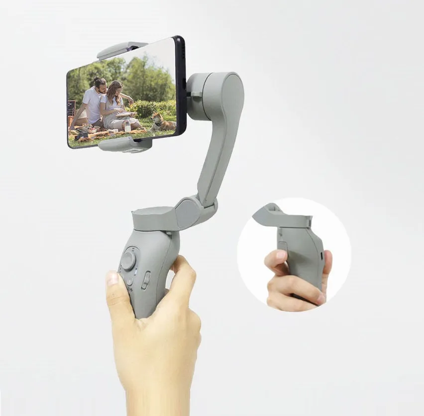 Folding three-axis mobile phone gimbal stabilizer in L7B PRO style with USB charging port