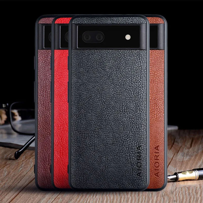 Google Pixel 6 series phone case with lychee skin texture in classic business style