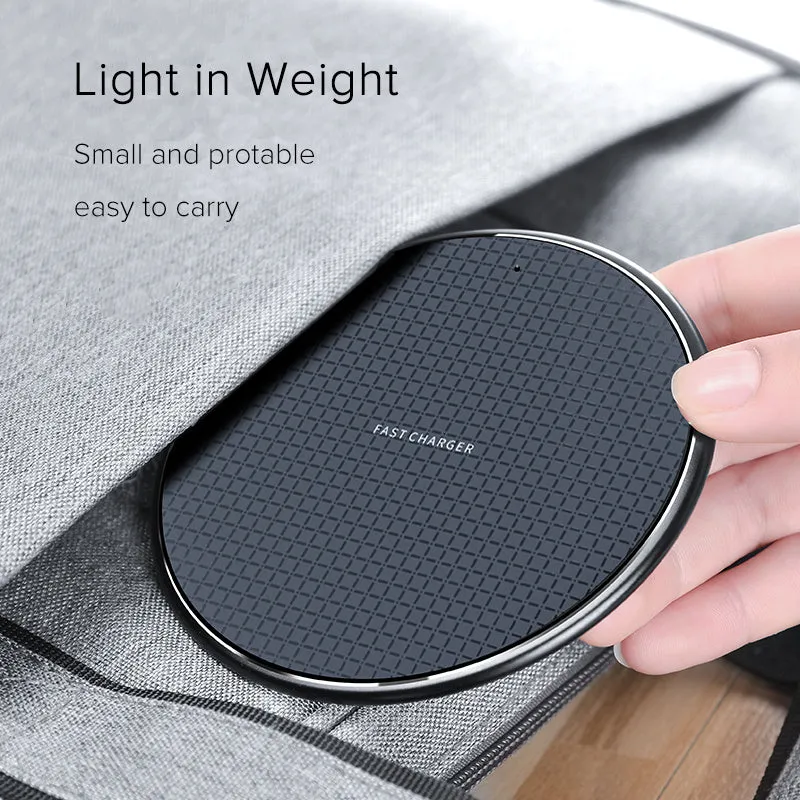 Ultra-thin aluminium wireless charging pad with 10W fast charging and Qi receiver
