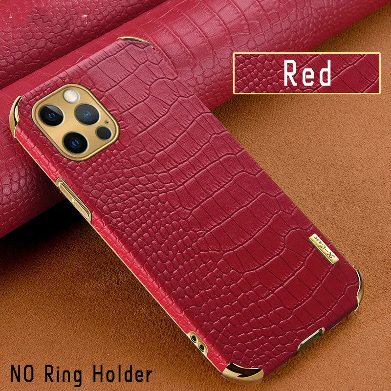 Crocodile pattern imitation leather back cover phone case for Apple iPhone in single shell colour