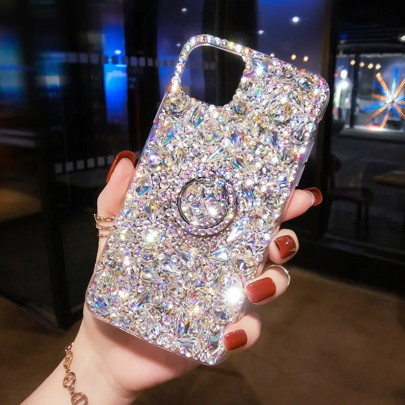 Luxury full diamond acrylic phone case for Samsung Galaxy with colourful finish and bracket