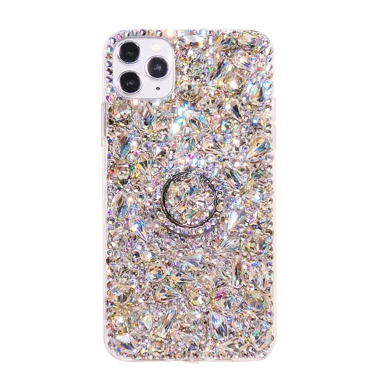 Luxury full diamond acrylic phone case for Samsung Galaxy with colourful finish and bracket