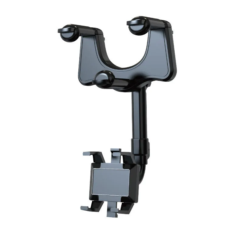 Vehicle rearview mirror navigation bracket with 360-degree rotation and adjustable clip in five colour variants
