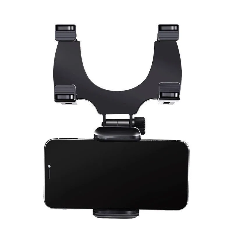 Vehicle rearview mirror navigation bracket with 360-degree rotation and adjustable clip in five colour variants