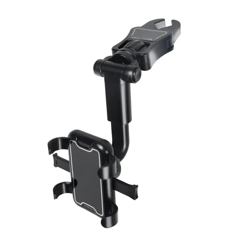 Vehicle rearview mirror navigation bracket with 360-degree rotation and adjustable clip in five colour variants