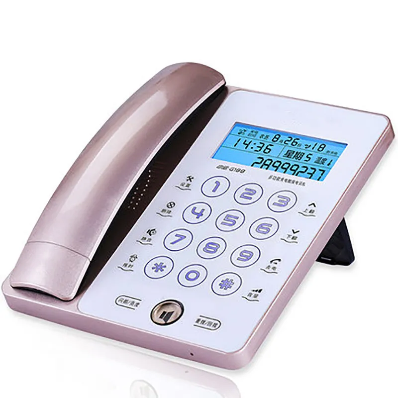 Creative Fashion G188 gold touch screen landline telephone on a desk