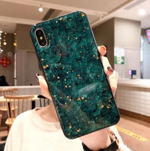 Gold foil epoxy detail on mystery purple silicone phone case for smartphones